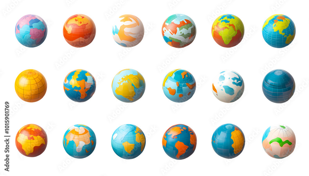 Collection of set 3d earth planet world globe icon isolated on transparent background. PNG file, cut out Collection of set 3d earth planet world globe icon isolated on transparent background. PNG file, cut out