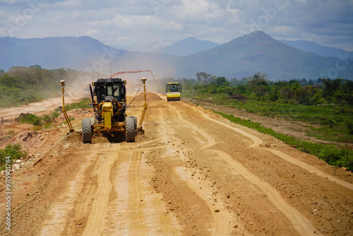 GPS Grader Machine Enhancing Road Quality photo