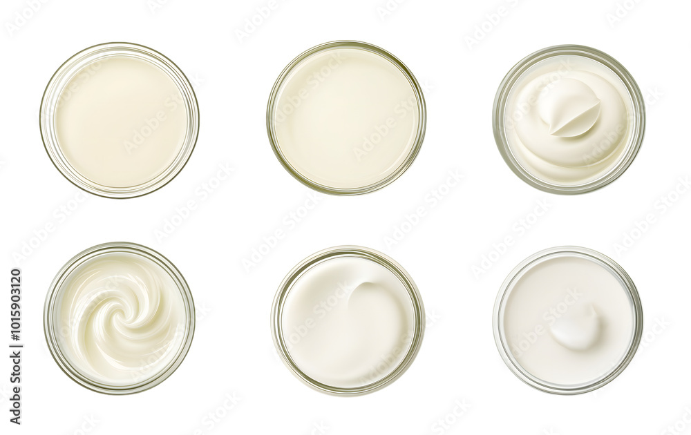 Collection of set White cream isolated on transparent background. PNG file, cut out Collection of set White cream isolated on transparent background. PNG file, cut out