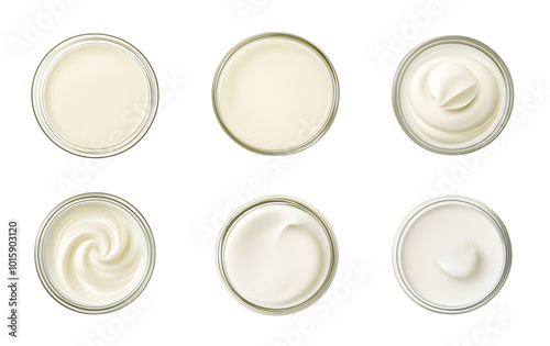 Collection of set White cream isolated on transparent background. PNG file, cut out