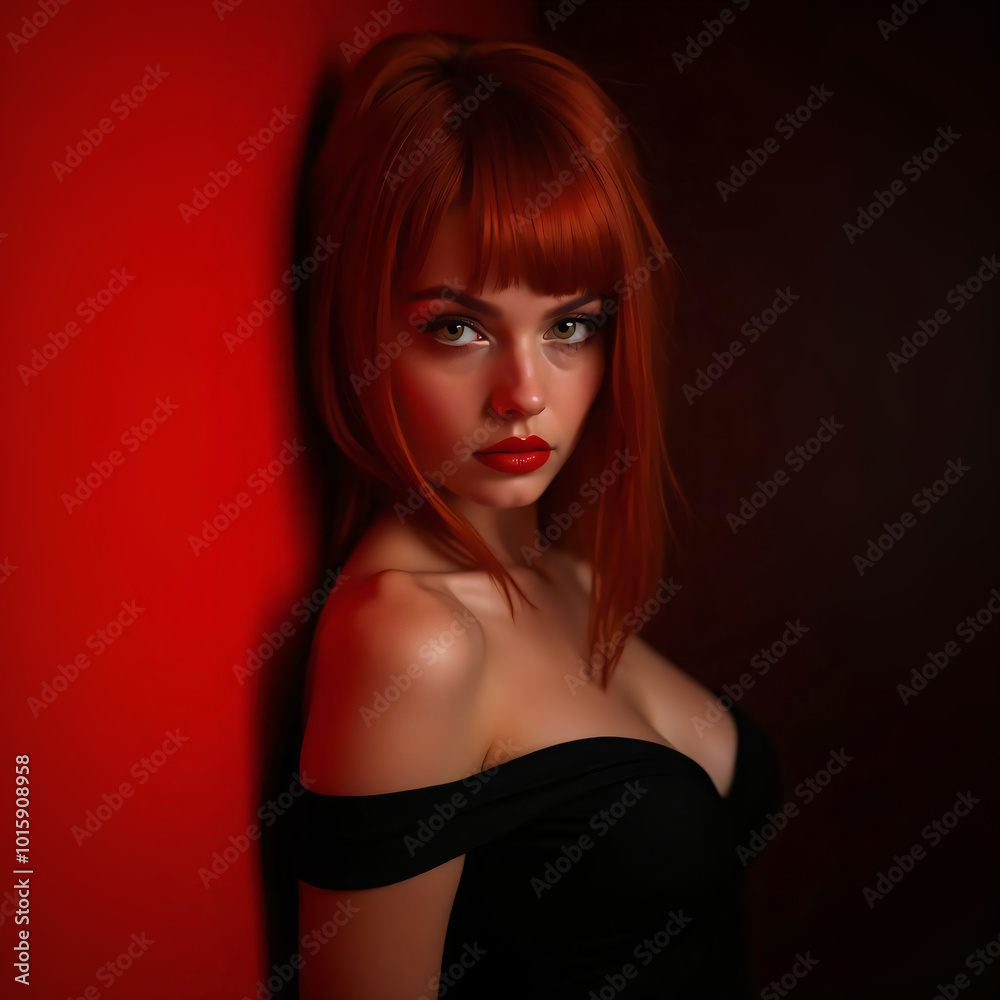 beautiful and attractive woman with ruby red hairstyle beautiful and attractive woman with ruby red hairstyle
