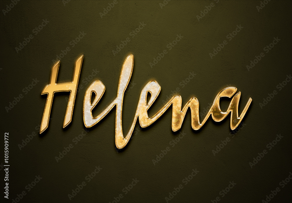 Old gold text effect of name Helena with 3D glossy style Mockup. Old gold text effect of name Helena with 3D glossy style Mockup.