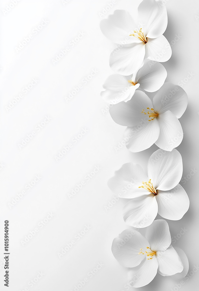 Obraz premium Romantic wedding invitation background with white and gold flowers, creating an elegant and luxurious