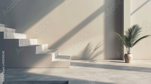 Minimal Industrial Interior with Clean Lines and Light