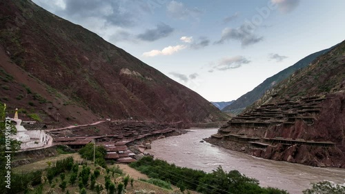 Time-lapse photography of thousand-year-old salt fields along the Yarlung Zangbo River in Mangkang, Sichuan Province, China