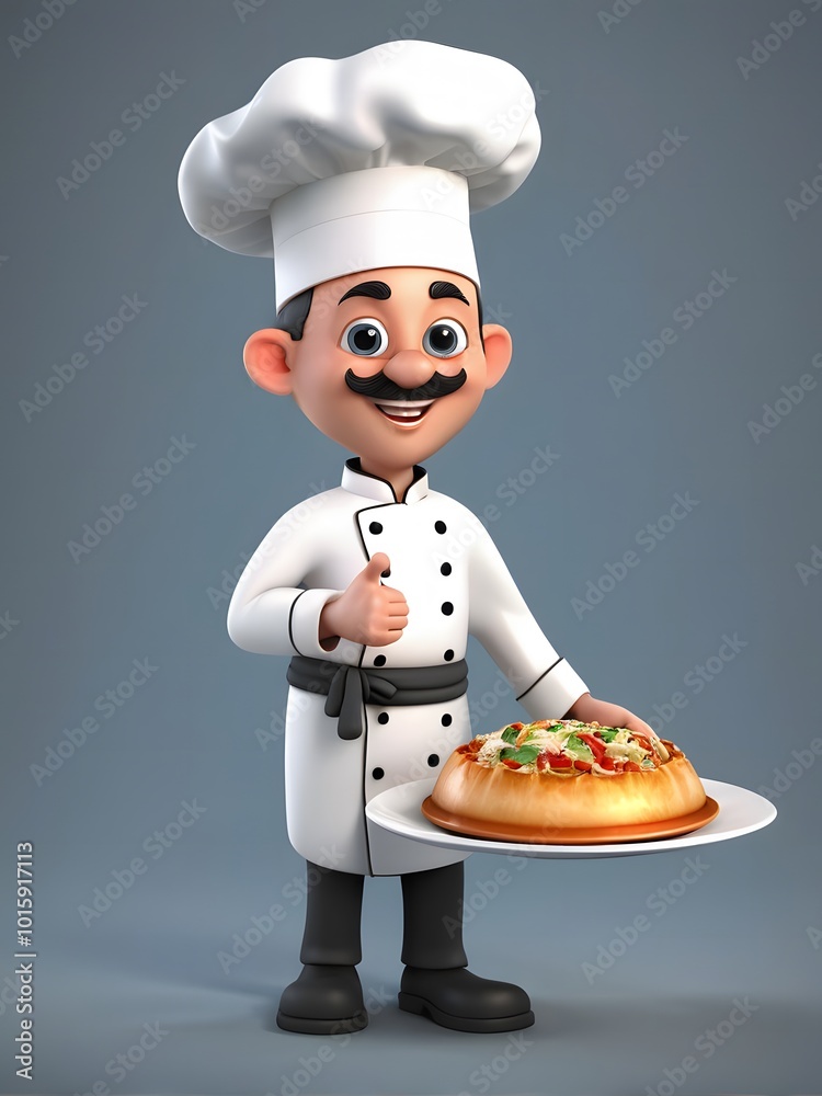 3d cartoon happy chef 