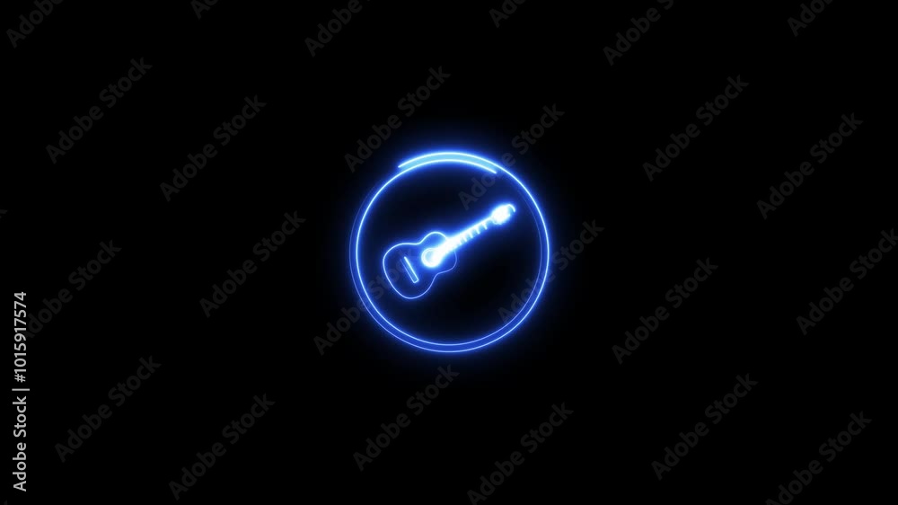 Neon Play button icon animation, on black background. Digital Neon Light Music play button symbol animated background.