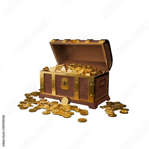 treasure chest with gold coins photo