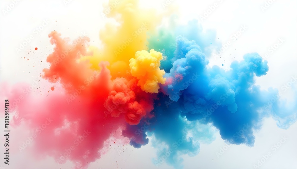 Fototapeta premium Pride rainbow powdered paint explosion isolated on white background