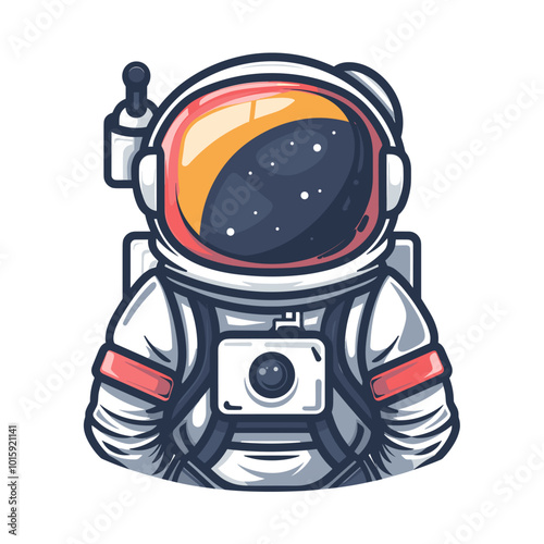 Astronaut in space suit. Vector illustration on white background.