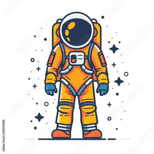 Astronaut in space suit. Vector illustration on white background.