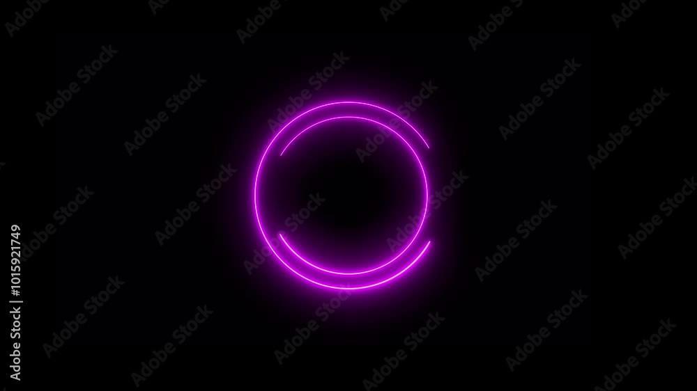 Abstract neon light circle loading frame icon background 4k animation video.
