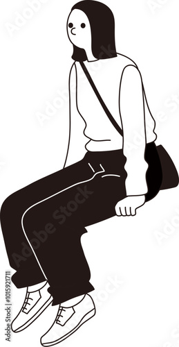 おしゃれな女性のベクター線画