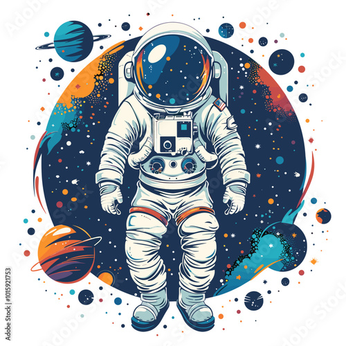 Astronaut flat color icon. Astronaut in spacesuit. Vector illustration