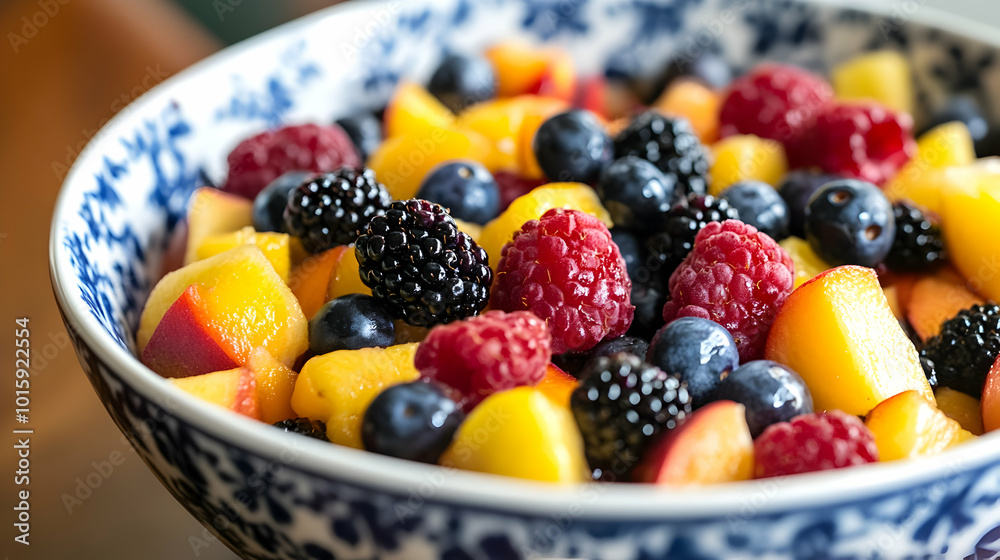 Delicious Summer Fruit Salad Peaches, Raspberries, Blueberries, Blackberries Delicious Summer Fruit Salad Peaches, Raspberries, Blueberries, Blackberries