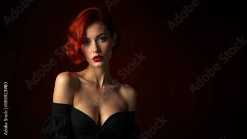beautiful and attractive woman with ruby red hairstyle