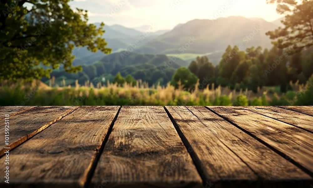 wooden table in the park