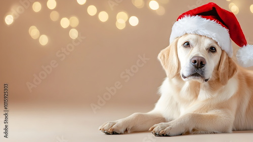 Christmas Labrador: Festive Canine in Santa Hat 