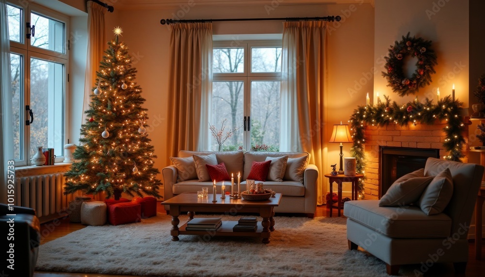 New Year's modern interior, ai generated New Year's modern interior, ai generated