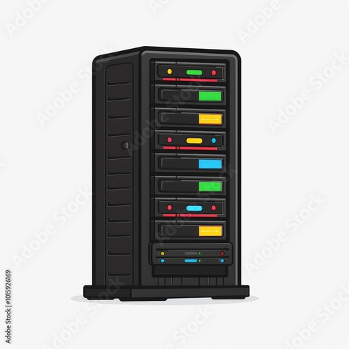 Minimalistic illustration of server. technology and modern computing. data storage and network connectivity. tech articles and presentations. square 