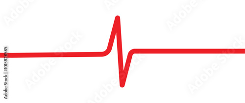 Red heartbeat line vector icon. ECG heartbeat line diagram isolated on white background cardiology