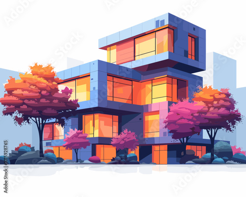 Modern house in a flat style. Real estate concept. Vector illustration.