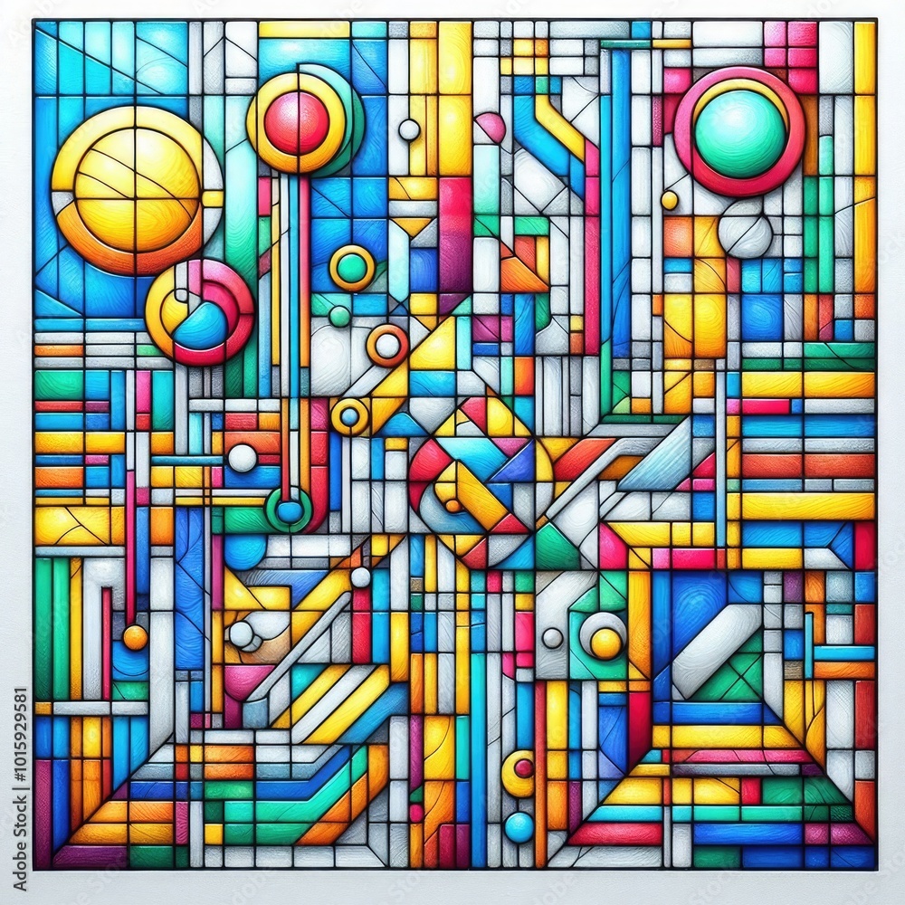 Colorful Geometric Stained Glass – Abstract Modern Art with Generative AI. Colorful Geometric Stained Glass – Abstract Modern Art with Generative AI.