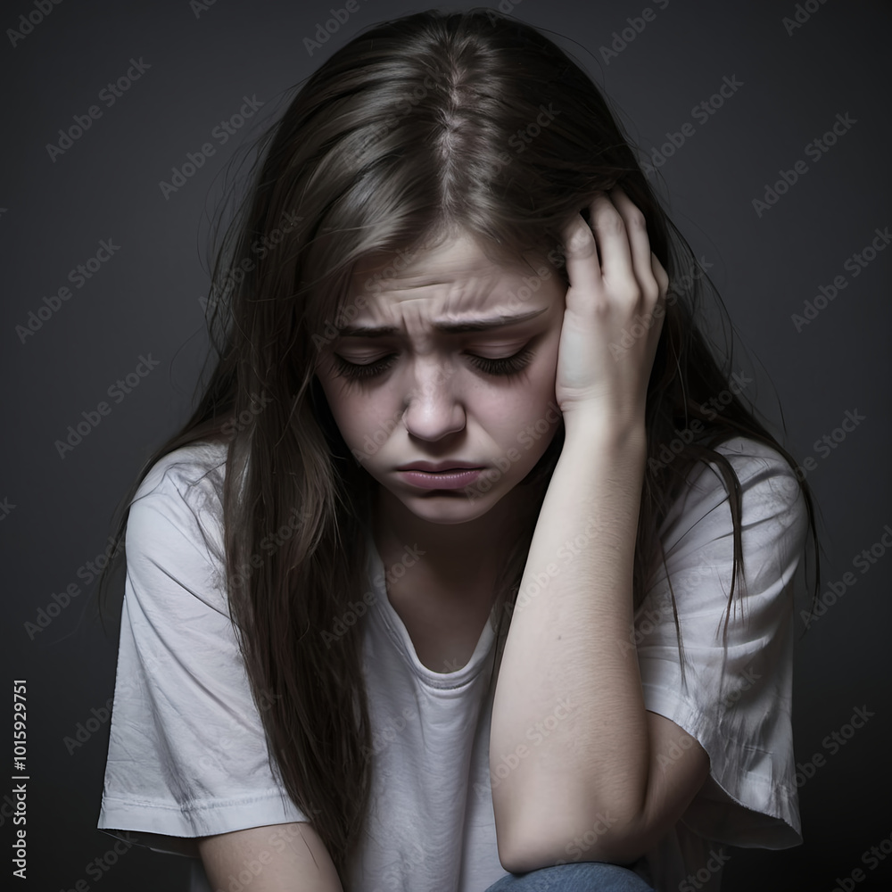 Sad Young Woman in Deep Emotional Distress Sad Young Woman in Deep Emotional Distress