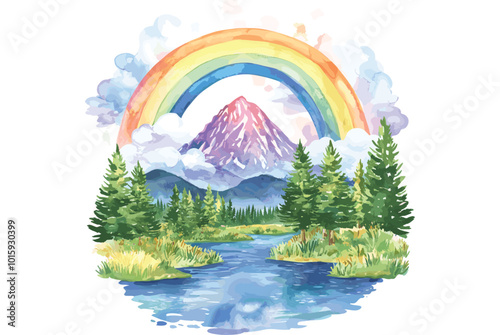 Watercolor Mushroom Wonders, Mystical Mushroom Vector Art, photo