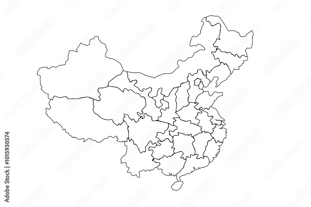 China map outline black vector. China map outline black vector.