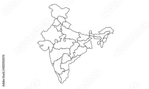 India map for design Black outline.