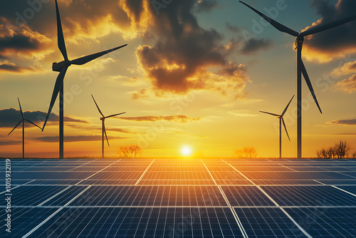 wind turbine at sunset