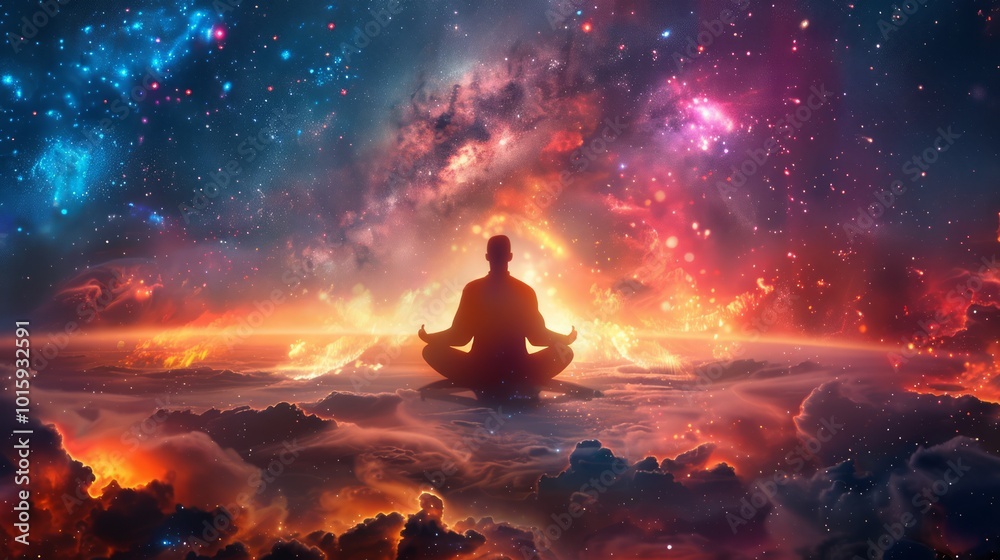 Meditative Figure Seated in a Cosmic Galaxy Meditative Figure Seated in a Cosmic Galaxy