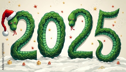 green snake as a symbol of the new year 2025, ai generated