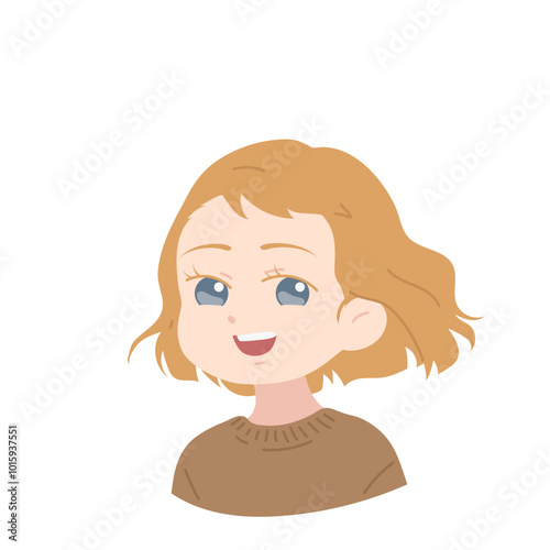 Girl Half Body Kid Character Illustration