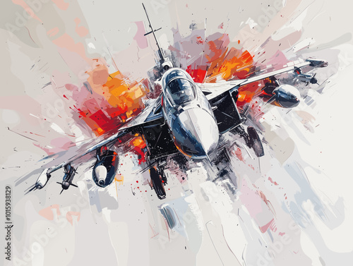 Fighter jet fighter jet aircraft illustration painting background. Military jet fighter jet in flight.