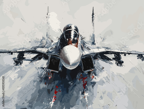 Fighter jet fighter jet aircraft illustration painting background. Military jet fighter jet in flight.
