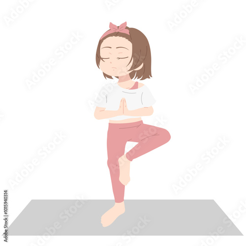 Girl Yoga Pose Illustration
