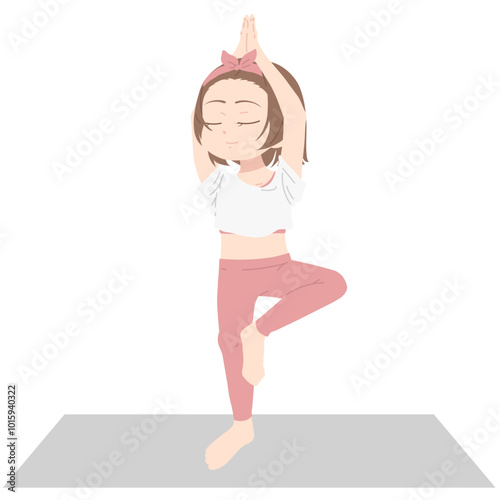 Girl Yoga Pose Illustration