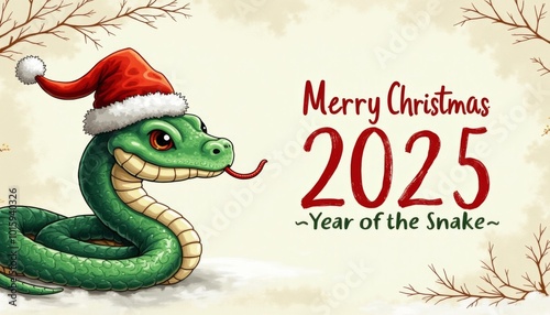 green snake as a symbol of the new year 2025, ai generated