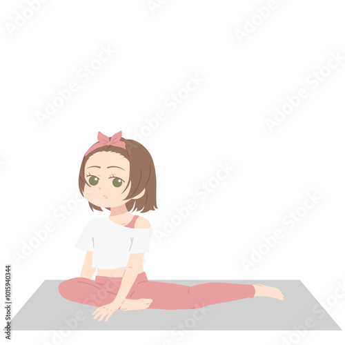 Girl Yoga Pose Illustration