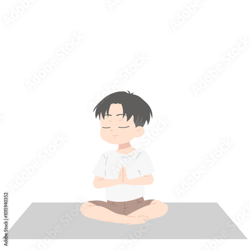 Boy Yoga Pose Illustration