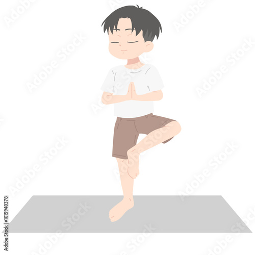 Boy Yoga Pose Illustration