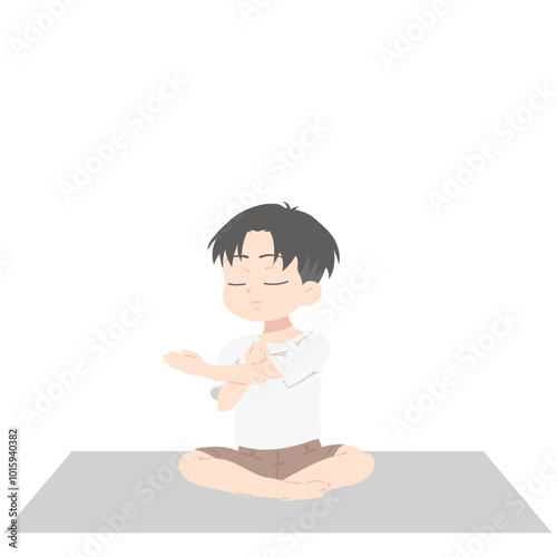 Boy Yoga Pose Illustration