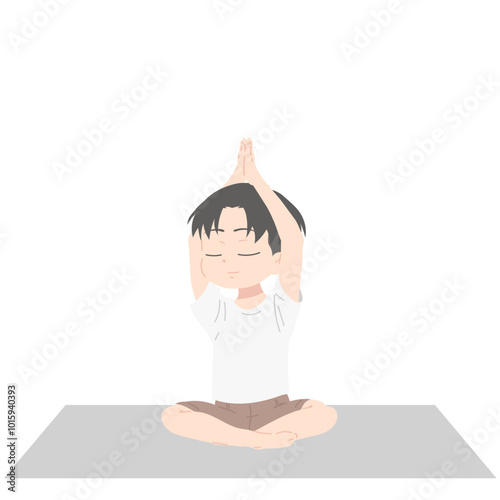 Boy Yoga Pose Illustration