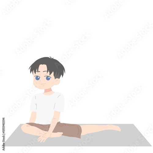 Boy Yoga Pose Illustration
