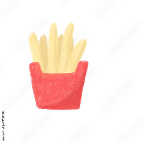 French Fries Hand Drawn Food Illustration