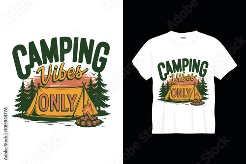 camping vibes only typography tshirt design