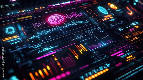 abstract technology ui futuristic human medical hud interface hologram elements of digital data chart, DNA,Fingerprint,Brain computing circle vitality innovation on hi tech future design background. 