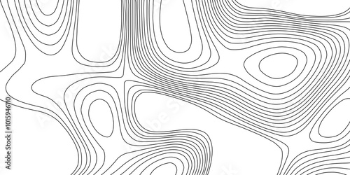 Landscape geodesy topographic map lines abstract blank detailed contour map black and white background topographic cartography, black on white contours topography stylized height of the lines map.